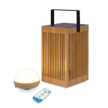 Outdoor Portable Natural Wood Solar Lantern Lights