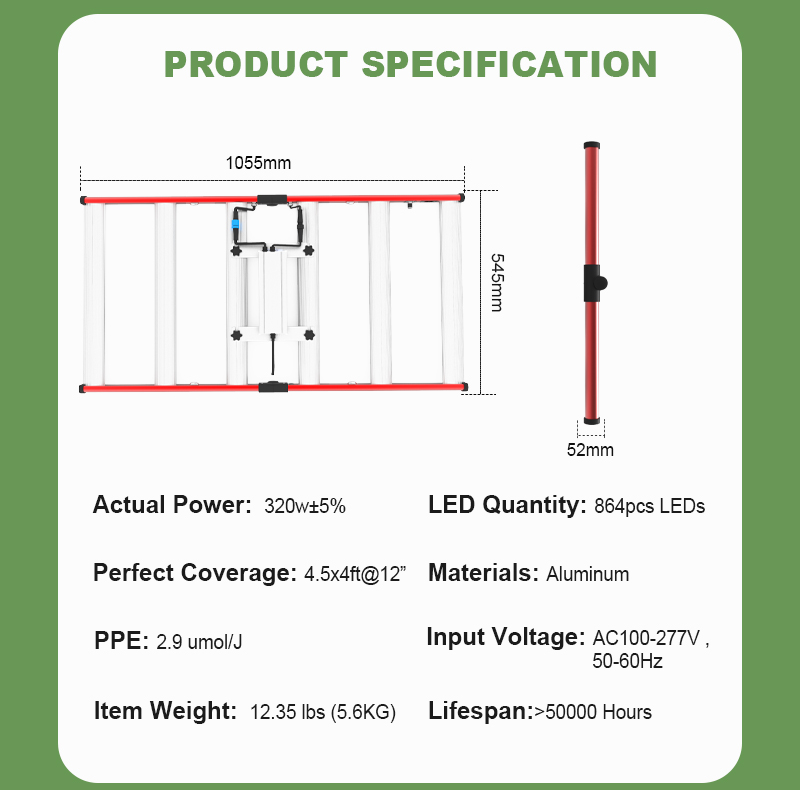 Yüksek Kaliteli 320W LED Bitki Işık Şerit Büyümek