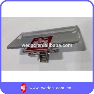 Clear plastic name badge holders