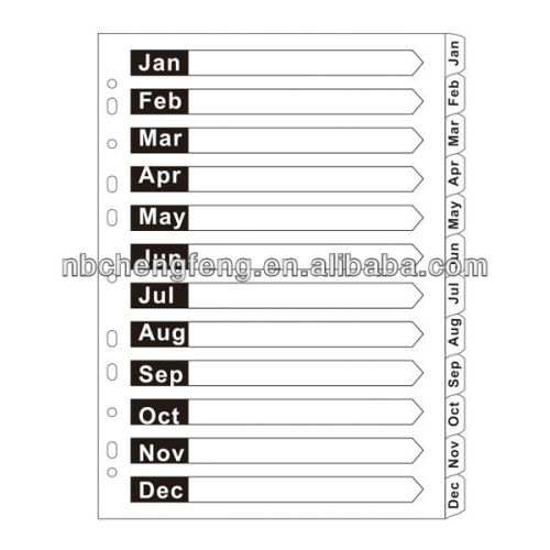 Jan-Dec. A4 dividers