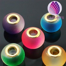 frosted fancy rondelle 11x14mm glass big hole beads with 5mm hole