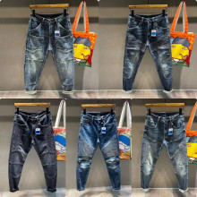 Skinny Slim Ripped Straight Jeans with Holes for Men - Hip Hop Biker Stretchy Fashion