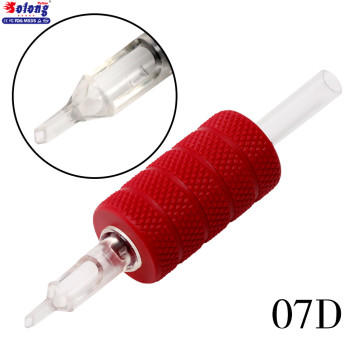 Solong 07D 20pcs 25mm Red Silicone Tattoo Grips Tubes with Clear Diamond Tips Sterilized Disposable Plastic Tattoo Grips Tubes