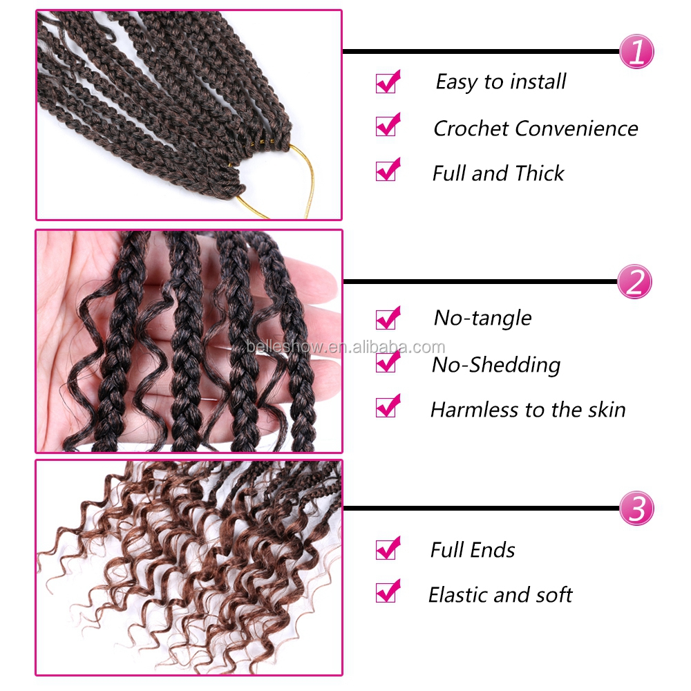 Hot sell Factory Price wholesale wavy synthetic Hair Extensions River locs 3X Box Crotchet Braids curly box braids