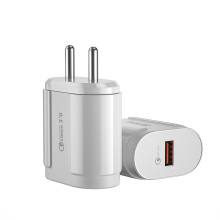 India QC3.0 18W Adaptador de cargador inteligente USB blanco