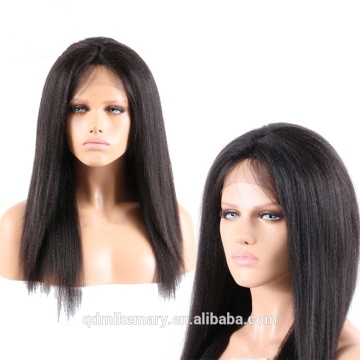 Brazilian Silk Lace Cap For Wig Making Human Yaki Straight Black Natural Hairline Full Lace Wig With Clips