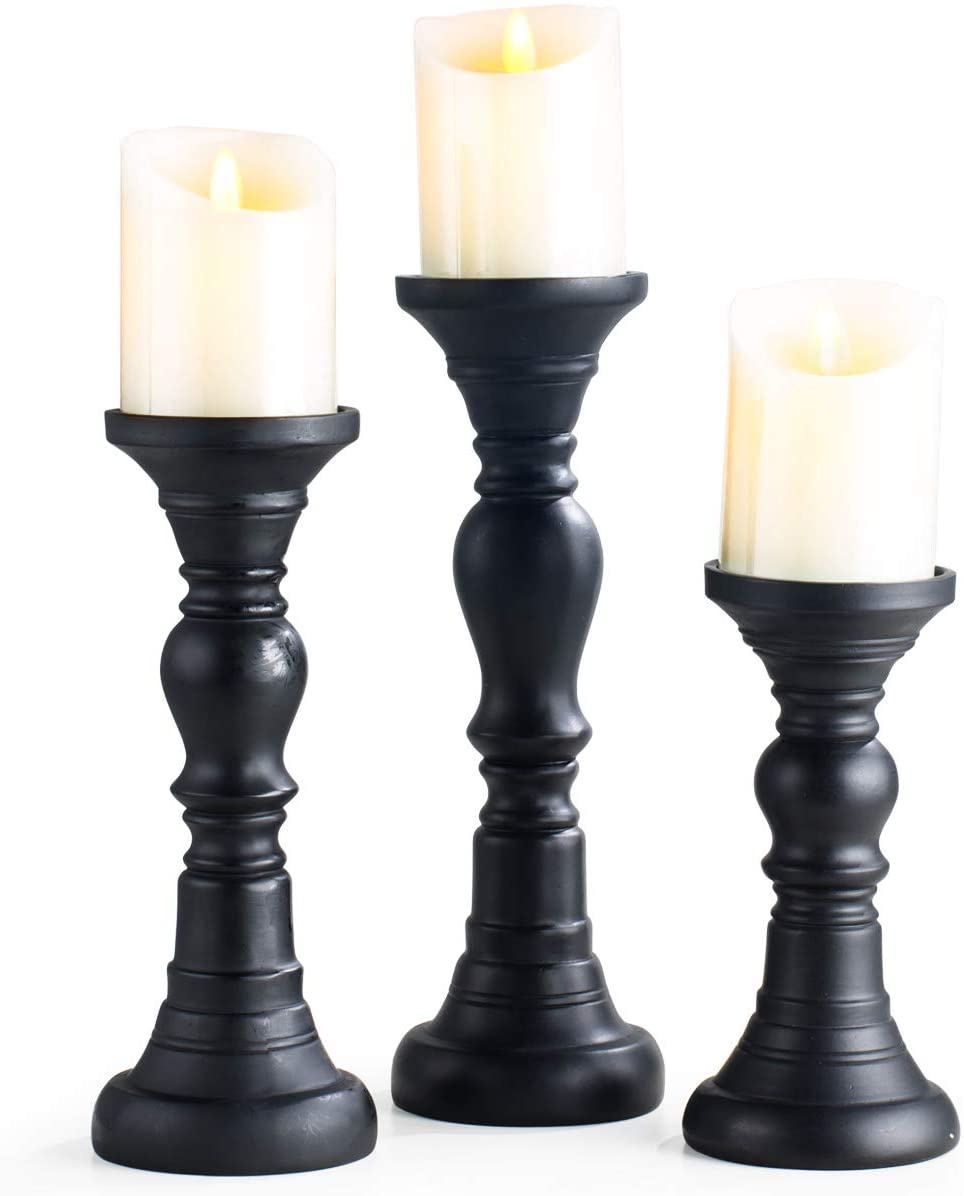 Hars Pillar Candle Holders Set van 3