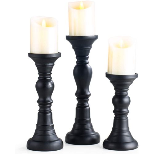 Resin Pillar Candle Holders Set of 3