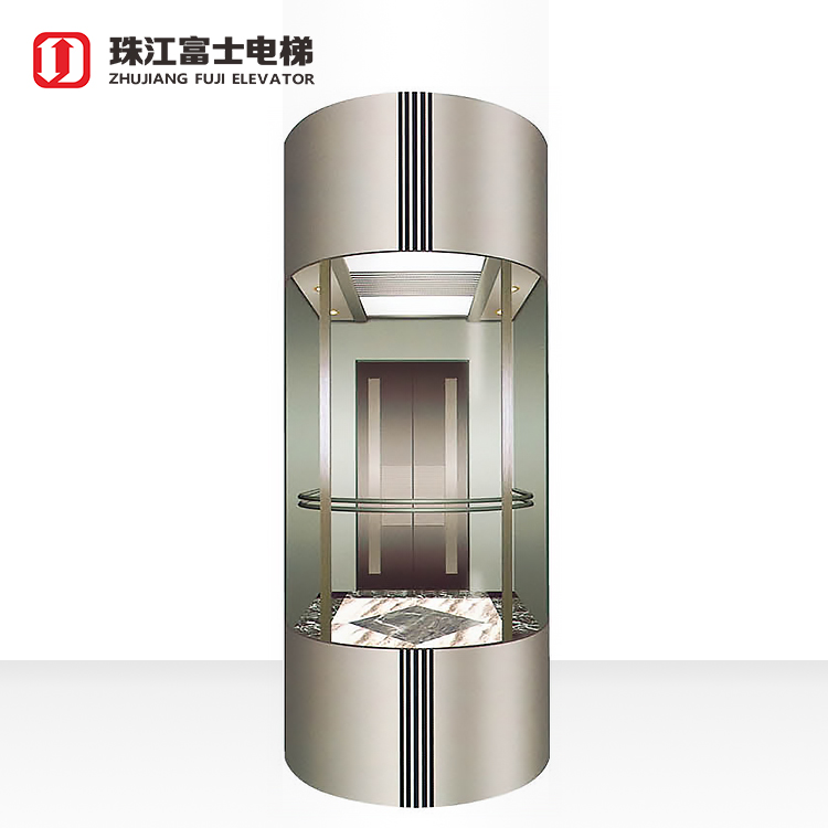Fuji Brand outside 800kg panorama capsule glass elevator high technology glass sight seeing building passenger lift