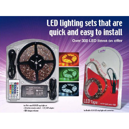 Flexible LED Strip Light/Lighting SMD 3528/5050 (RGB and Dimmer Kit)