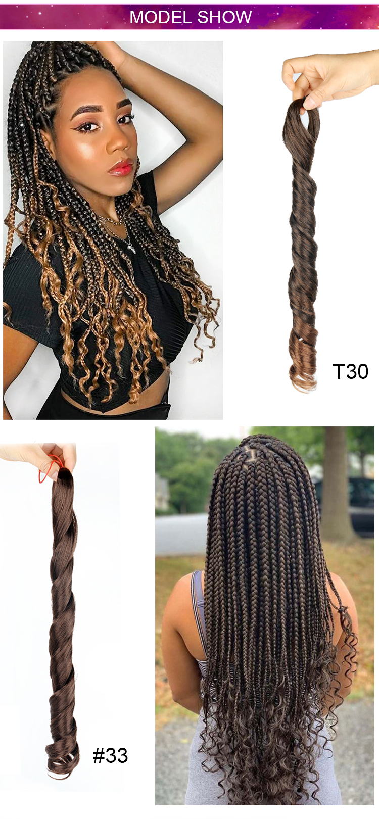 private label customized pony ghana 1b braiding hair wavy  crochet braids