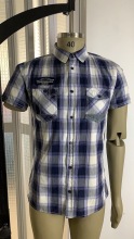 Men's Short Sleeve Button Down Collar Stripe Shirt