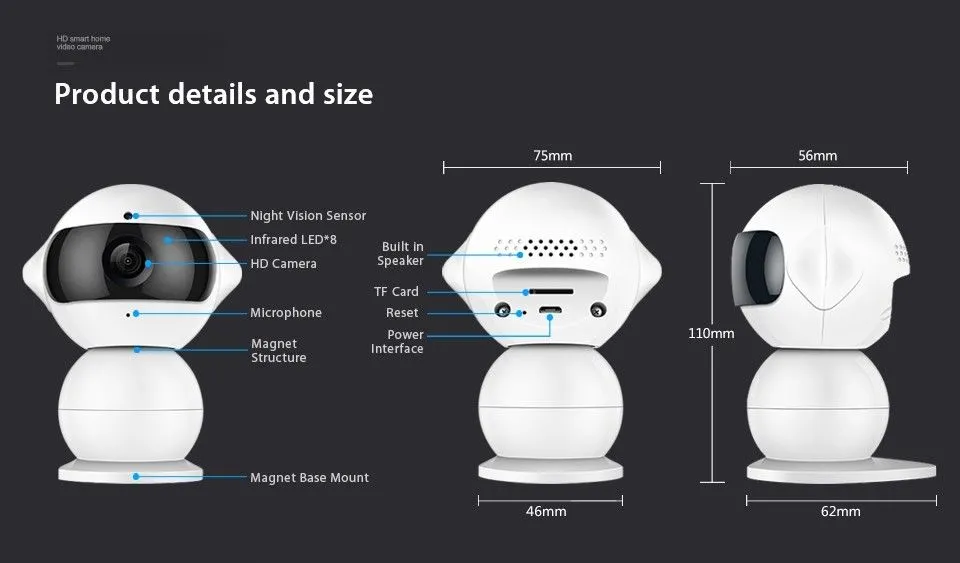 HD WiFi Wireless Webcam Mini Snowman IP Camera Home Security Infant Pet Monitor Video Recorder Cam