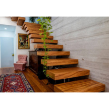 Walnut Treads Non-Slip Modern Style Floating Stair