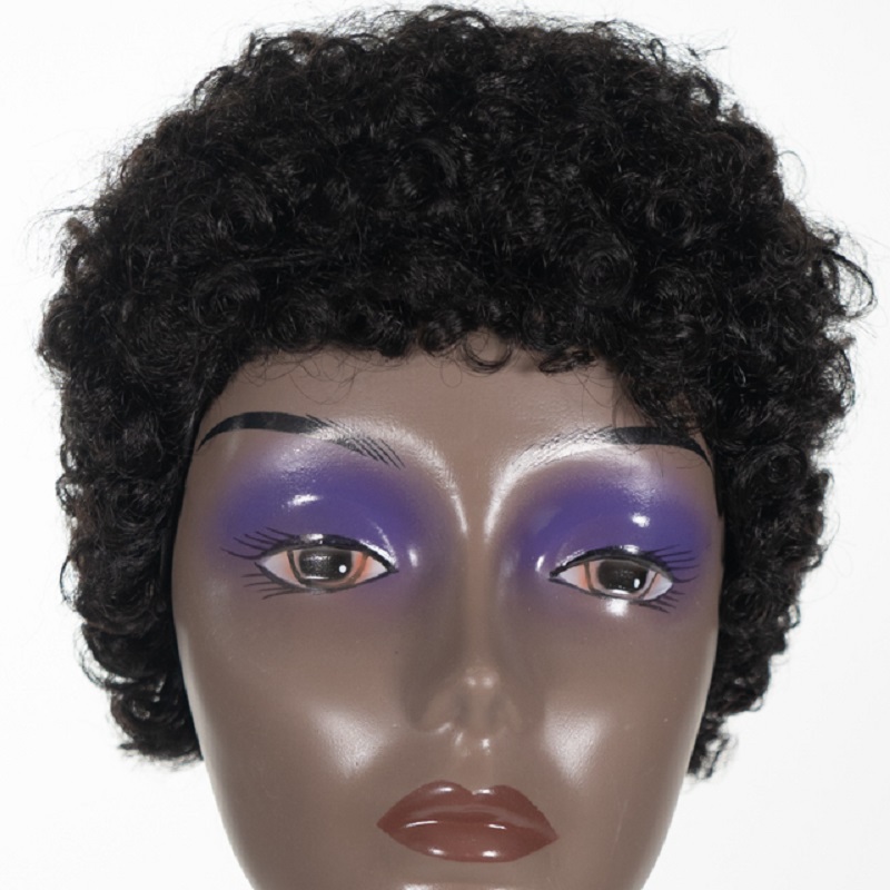 Fast Shipping 100% Brazilian Remy Human Hair Machine Made Wig for Black Women Jerry Curly  Short Wave