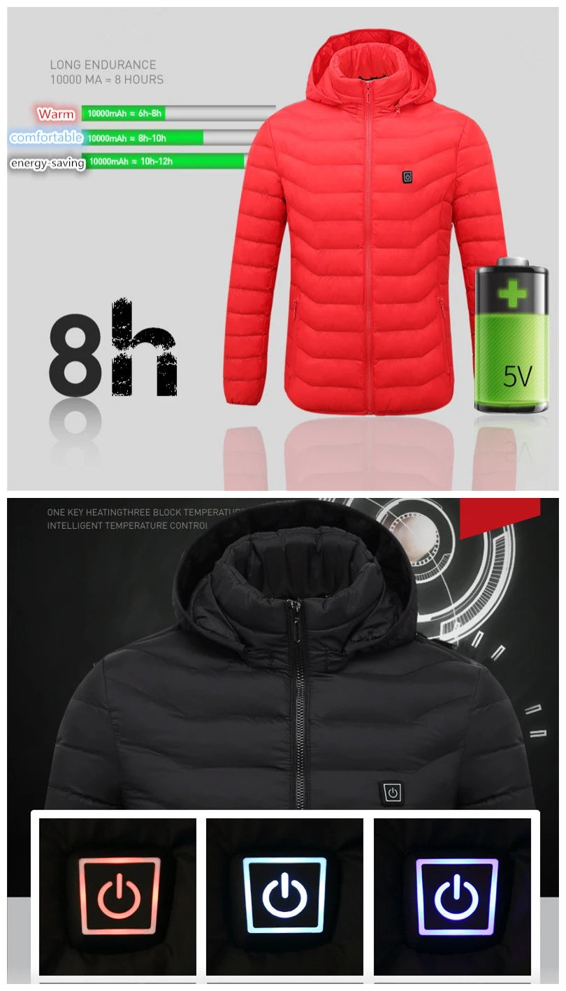 Custom Winter Back Belly USB Intelligent Heated Coat Environmental Motorcycle Protection Heating Jacket