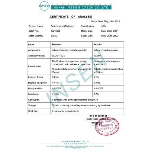 Retinoic Acid Tretinoin Powder USP