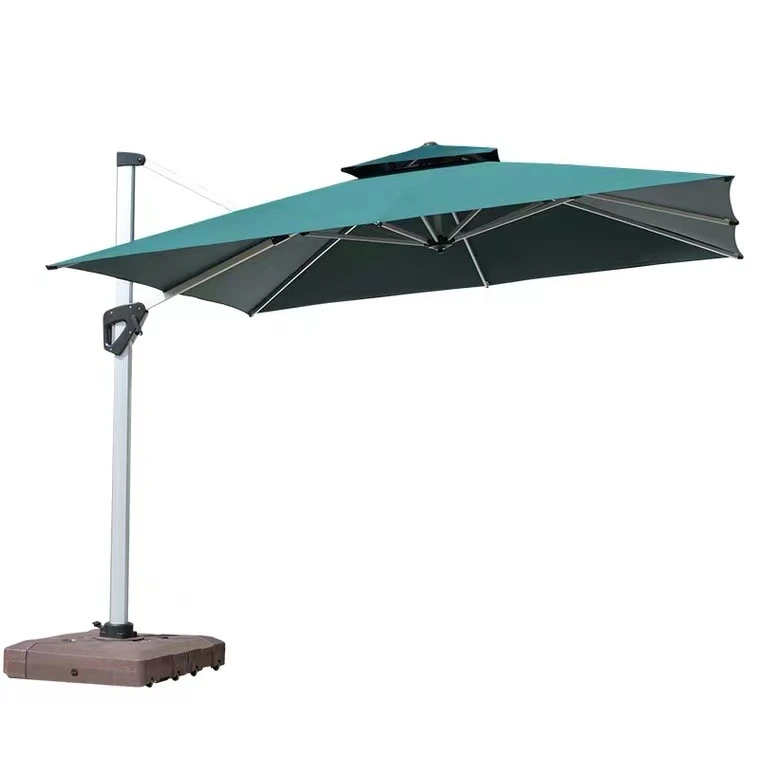 Leisure Outdoor Garden Furniture Roman Umbrella Red Color Double Roof Round Parasol Side Umbrella with Base