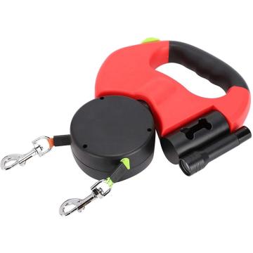 LED-utdragbar hund koppel-dubbel-headed leash