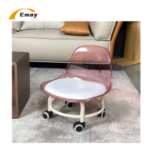 Acrylic Small Chair Sewn Floor Stool with Universal Wheels for Children's Stepping Stool