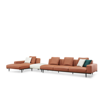 Column Back Brown Sofa