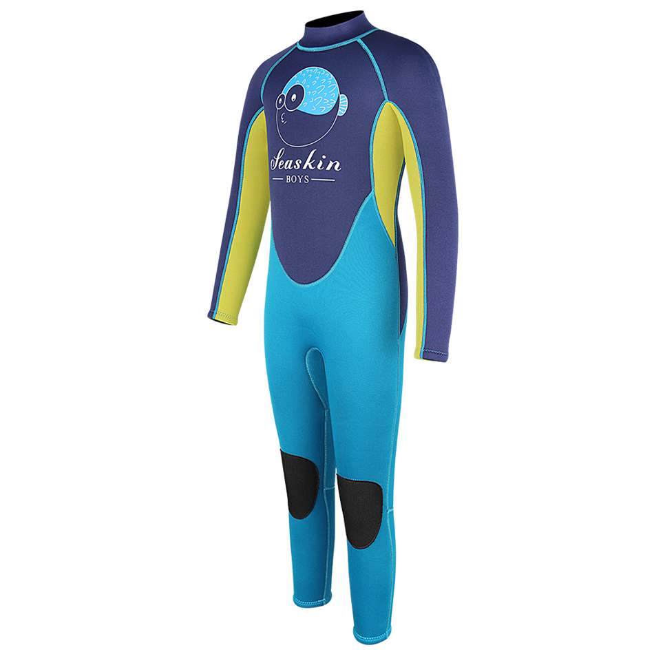 Seaskin 3/2mm Geri Zip Tek Parça Çocuk Wetsuit