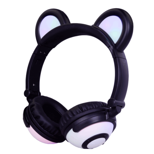 Fones de ouvido sem fio Panda Ear Music com luz LED