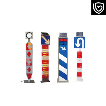 Red and blue flashing solar warning columns