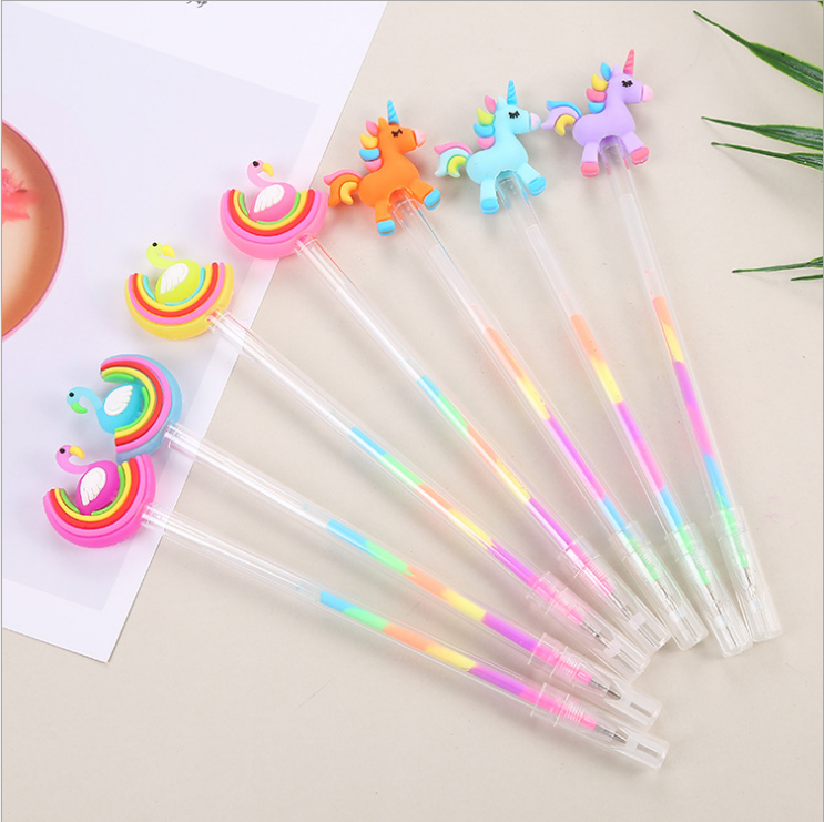 Kreatywny Rainbow Neutral 6 Pen Pen DIY Pastel Cartoon Cartoon Swan Kucyk