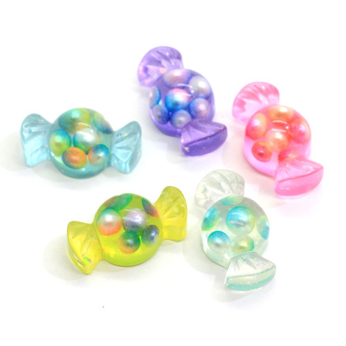 Nuevo Kawaii 14 * 25 MM resina perla decoración envuelto caramelo cabujones Flatback Flat Back resina caramelos cabujones Slime Charms