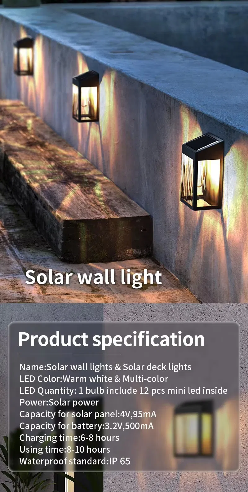 Light-Sensitive Outdoor Wall Lamp with No Drilling Required
