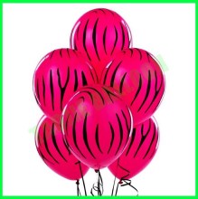 12 inches red color zebra-stripe printed latex balloons