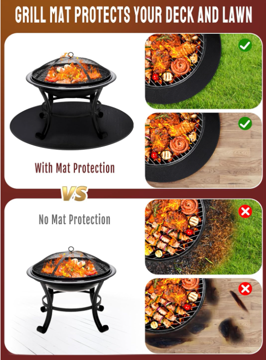 47in Round Fire Pit Mat for Stove Bonfire Grill Fireproof Stove Mat Outdoor Grill Deck Protector Circular Mat for Under Grill