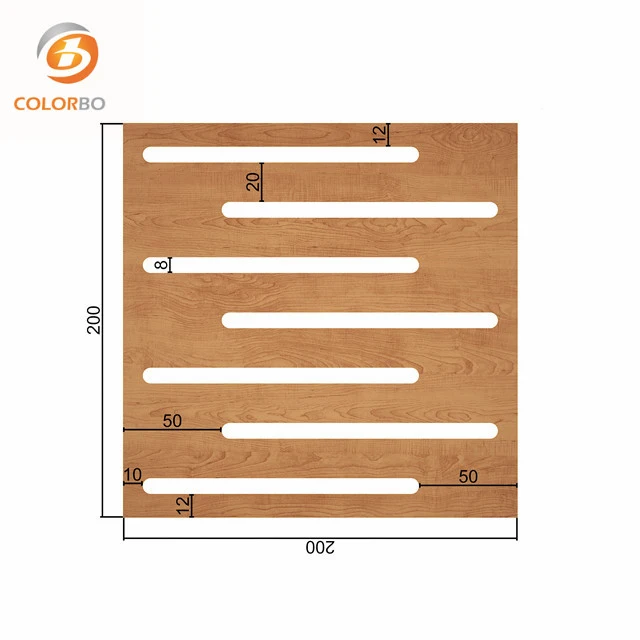 (2) Detailed Plane Picture Slot Wood Timber Acoustic Panel for Indoor Stadium/Studio