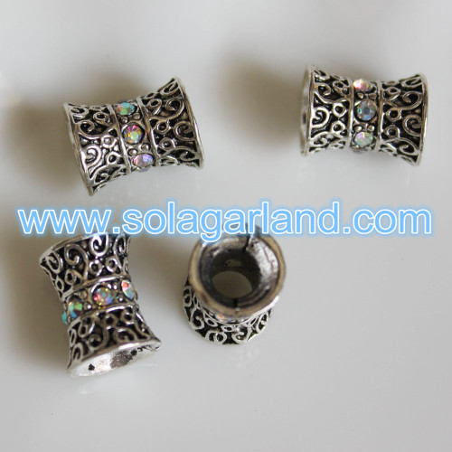 Foro grande argento tibetano intaglio perline Charms Fit europei braccialetti