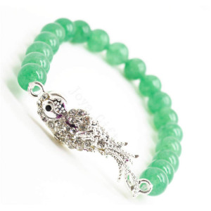 Bracelet de pierres précieuses d&#39;aventurine verte avec pièce de perroquet en alliage diamante