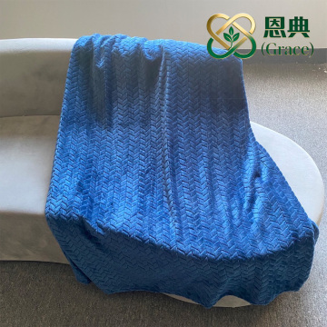 Dark Blue Wheat Jacquard Flannel Blanket