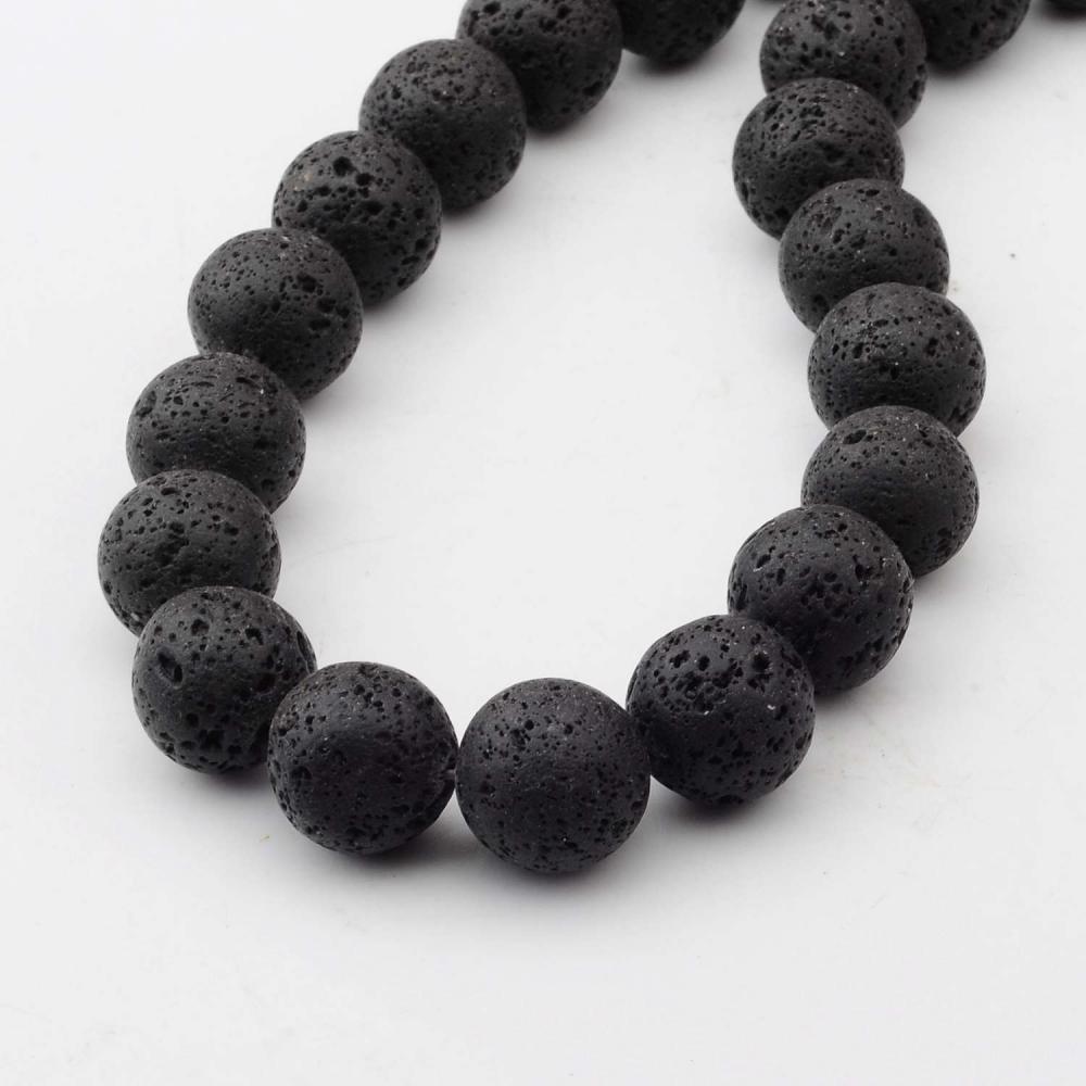 14 MM perlas redondas piedra de lava suelta para hacer joyas