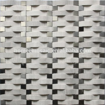 Undulated stone and stainless steel mixed stone mosaic