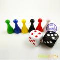 Colorful Plastic Game Pawns and Dices Set