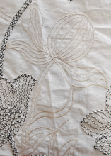 Lotus embroidery cotton fabric cording embroidery