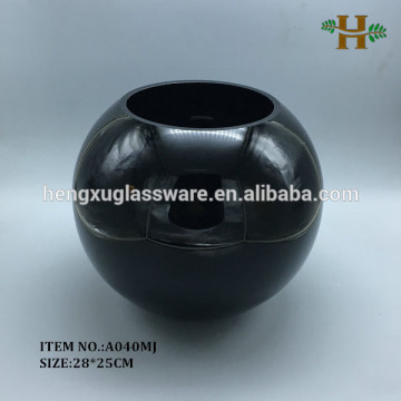 black round ball shaped glass vase in many sizes,round bowl black glass vase