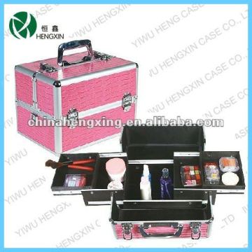 aluminum professional cosmetic case pink train makeup case