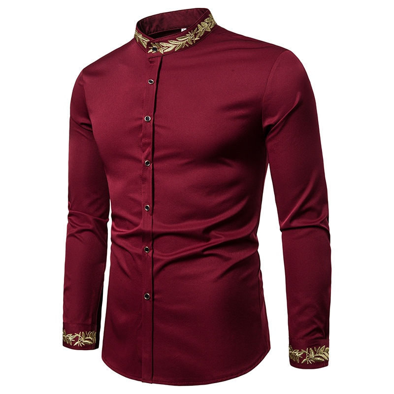 2019 Clothes Man Shirt for Men Embroidery Long Print Traditional Clothing