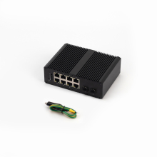 High Power DIN Rail Industrial Switch with 8x 10/100/1000M RJ45 and 2x 100/1000M SFP Slots
