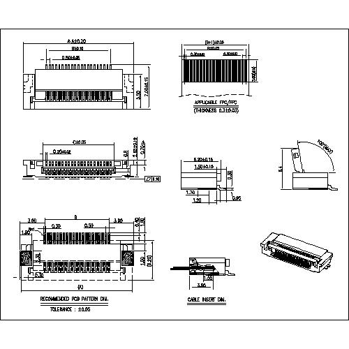 0.5mm FPC EASY-ON BACK-FLIP RA SMT,H=2.6mm CONNECTOR FPC0.5-XXRMXX9