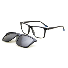 Titanium Frame Glasses with Magnetic Clip-on Sunglasses
