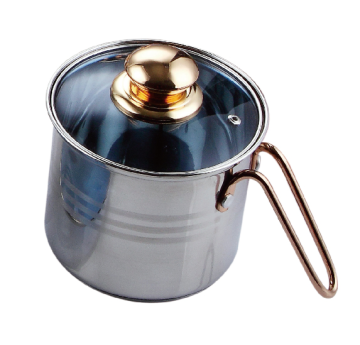 Stainless steel milk pan with metal handle