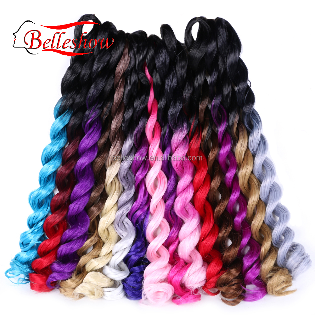 Hot sell  20inch 100g wholesale crochet braid fiber jumbo braids deep wave hair ombre synthetic braiding hair extensions