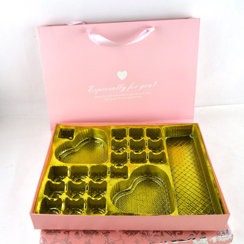 Caixa de presente de chocolate de embalagem de papel rosa personalizada